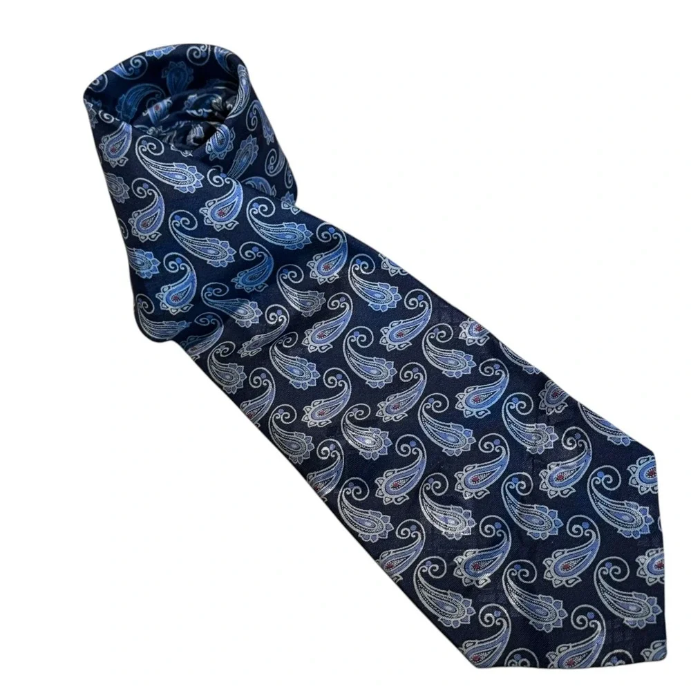 Polo Ralph Lauren Navy Blue Paisley Silk Necktie Men Business Formal Tie Classic